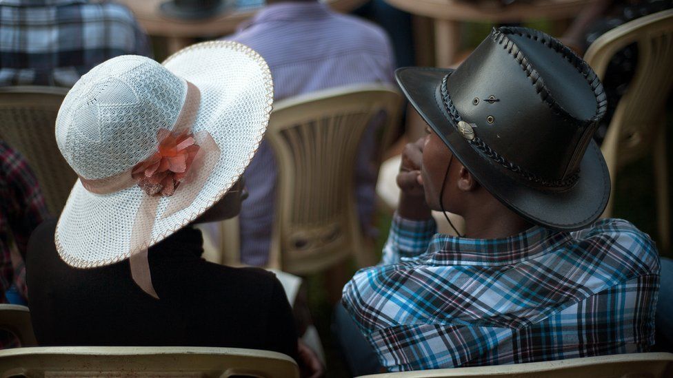 Country music fans wearing hats in Uganda