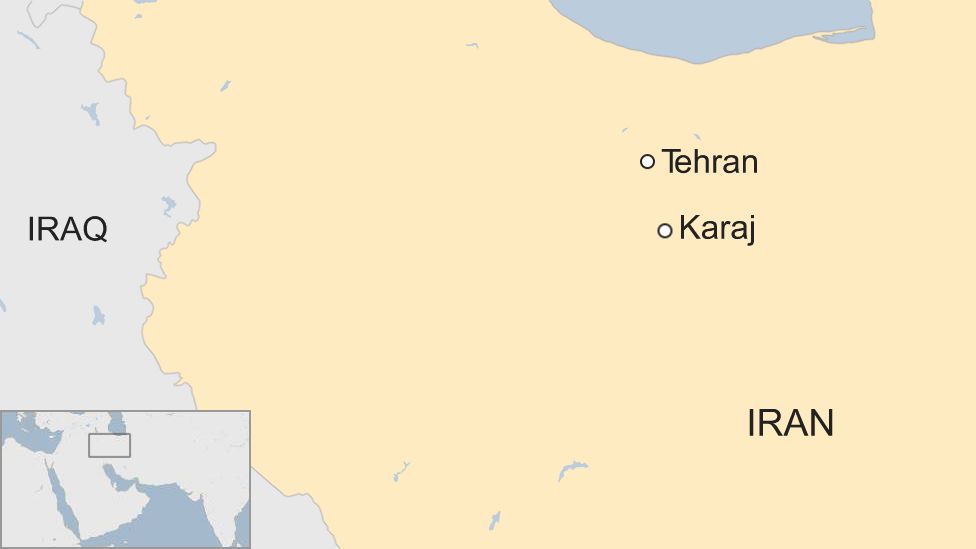 Map showing the location of Karaj in Iran