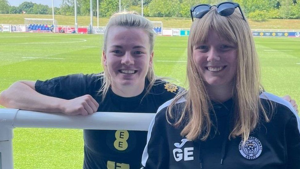 Current North Walsham player Gracie East (right) with Lauren Hemp (left)