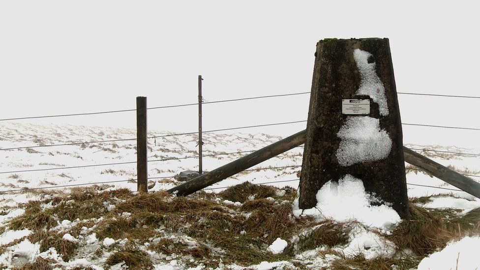 Clyde Law trig point: Downpours here can trickle all the way to the North Sea, Solway Firth and Clyde Estuary.