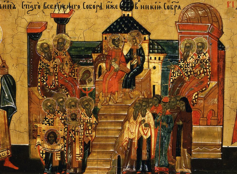 Council of Nicaea, 325 AD, from Calendar for October, icon, mid 18th century Novgorod School Russian