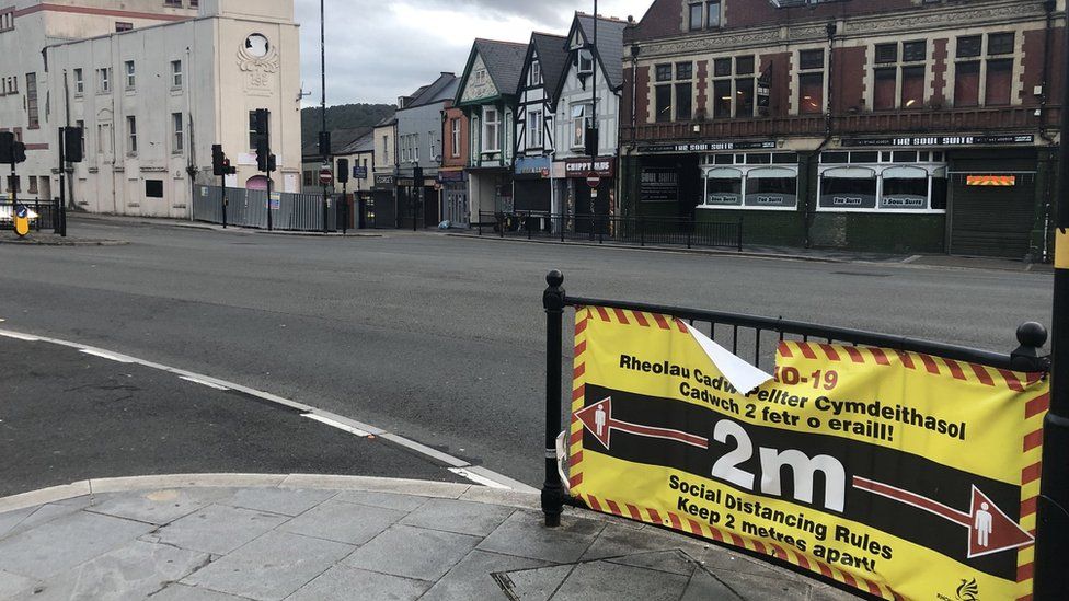 Pontypridd, Rhondda Cynon Taf, on day one of local lockdown early in the morning