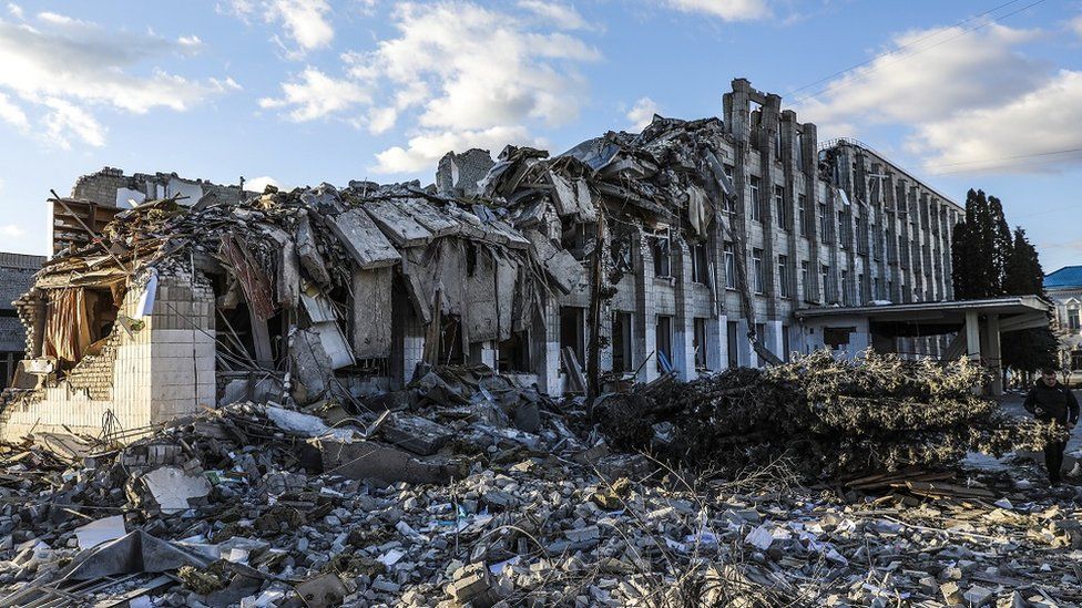 Destroyed school building in Zhytomyr