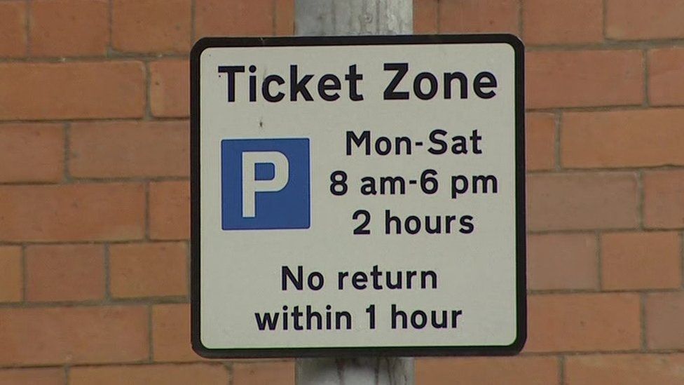 Parking restrictions warning sign