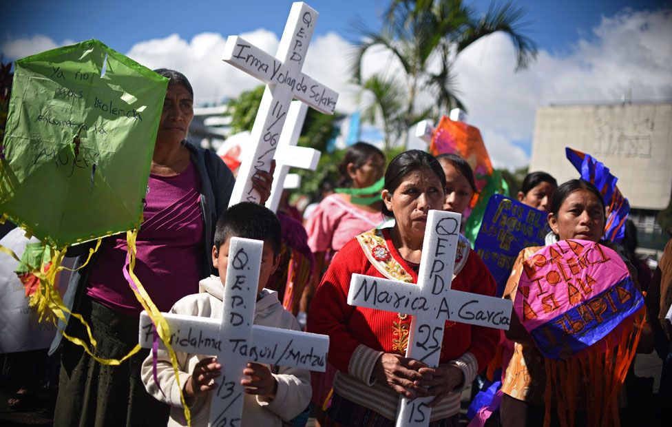 Guatemalan indigenous women take part in a demonstration during commemorations of the International Day for the Elimination of Violence Against Women, in Guatemala City on November 25, 2015