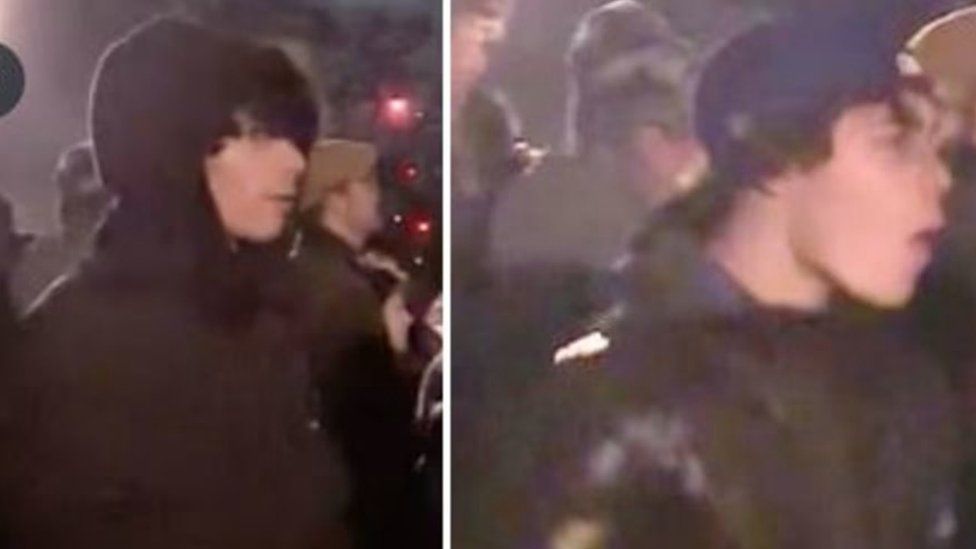 Images of two young men the Met are seeking - one wearing a hooded top, the other a blue hat worn backwards