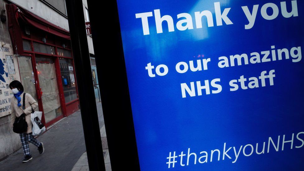 Thank you sign to NHS