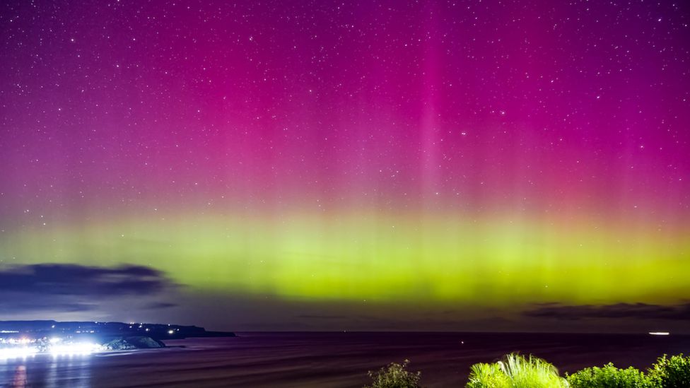 The Northern Lights in Scarborough, North Yorkshire