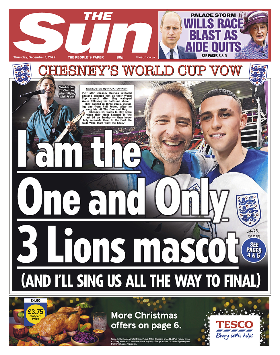 Заголовок на первой странице Sun гласит: «Я тот, кто Только талисман 3 львов