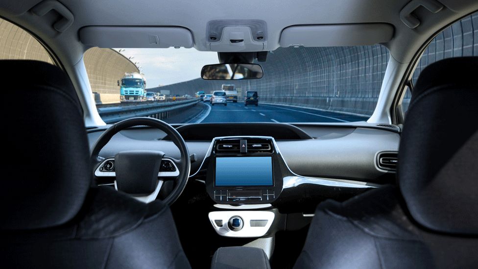 Interior of a driverless car