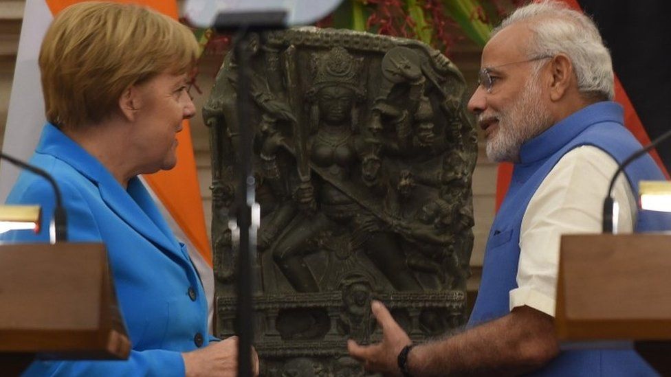 Angela Merkel Signs Key Business Deal With India S Narendra Modi Bbc News