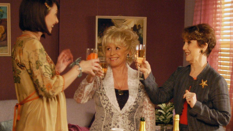 Stubbs (right) pictured in a 2006 episode of EastEnders with Emma Barton and Barbara Windsor