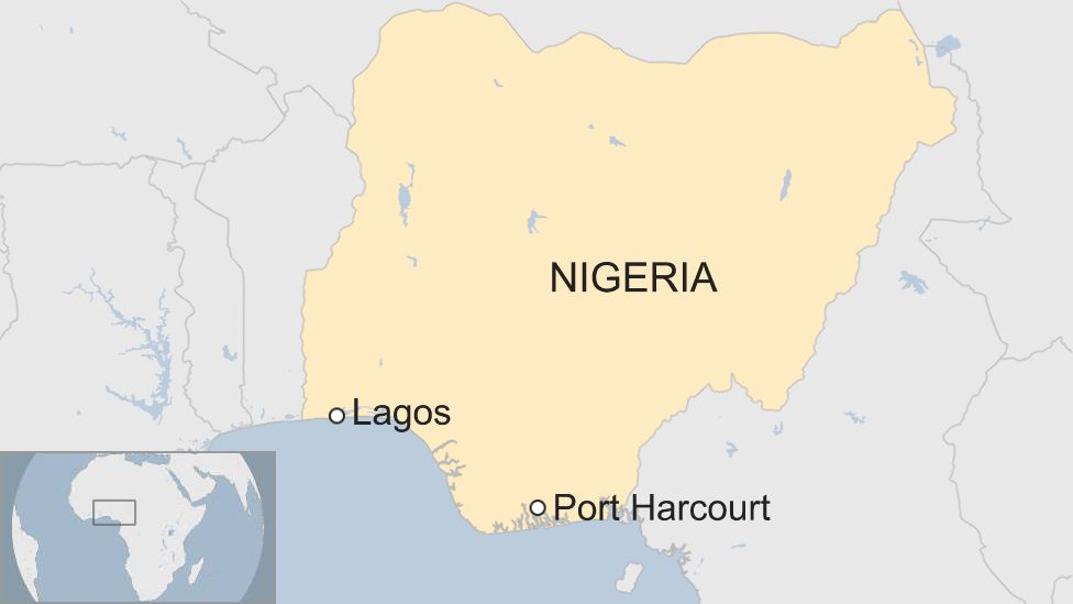 Map of Lagos and Port Harcourt in Nigeria
