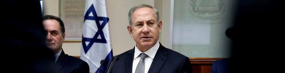 Benjamin Netanyahu at a cabinet meeting in Jerusalem on 12 February 2017