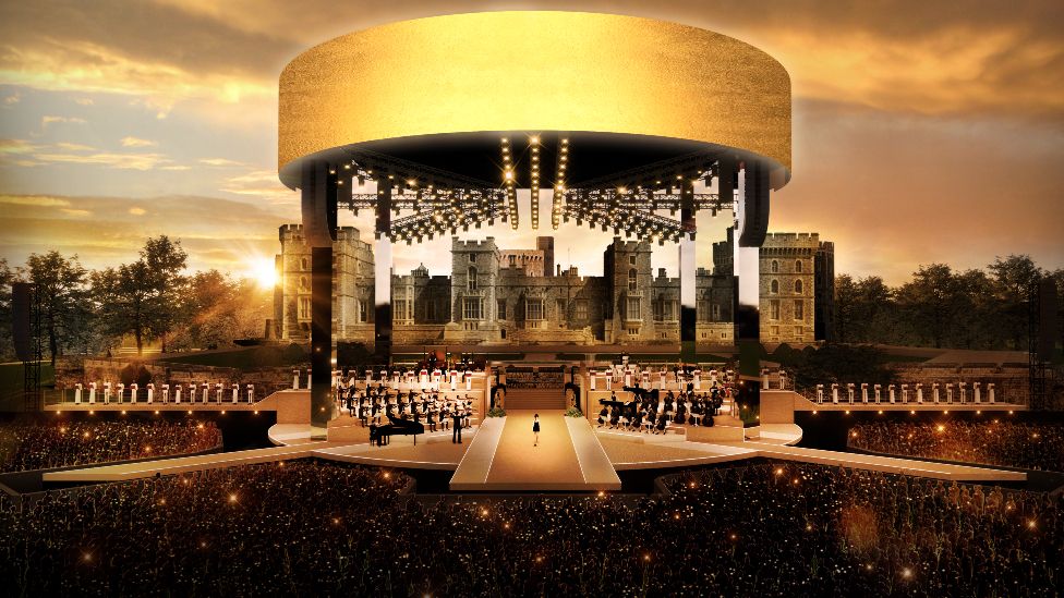 Artist's rendering of the stage at Windsor Castle