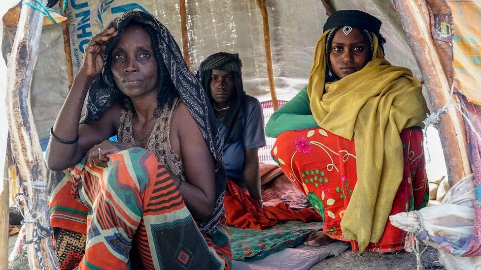 Women seen in a camp for internally displaced persons in Afar region