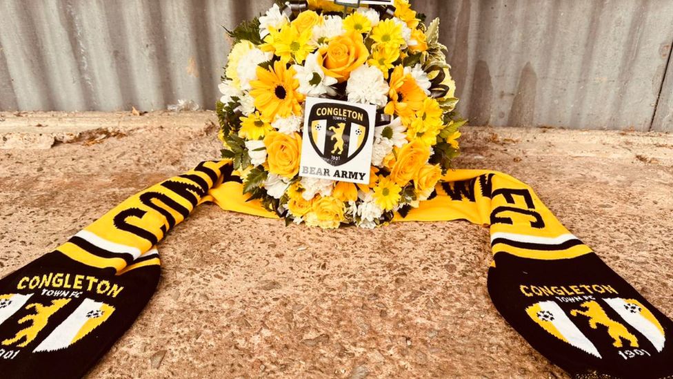 A tribute left at Congleton Town