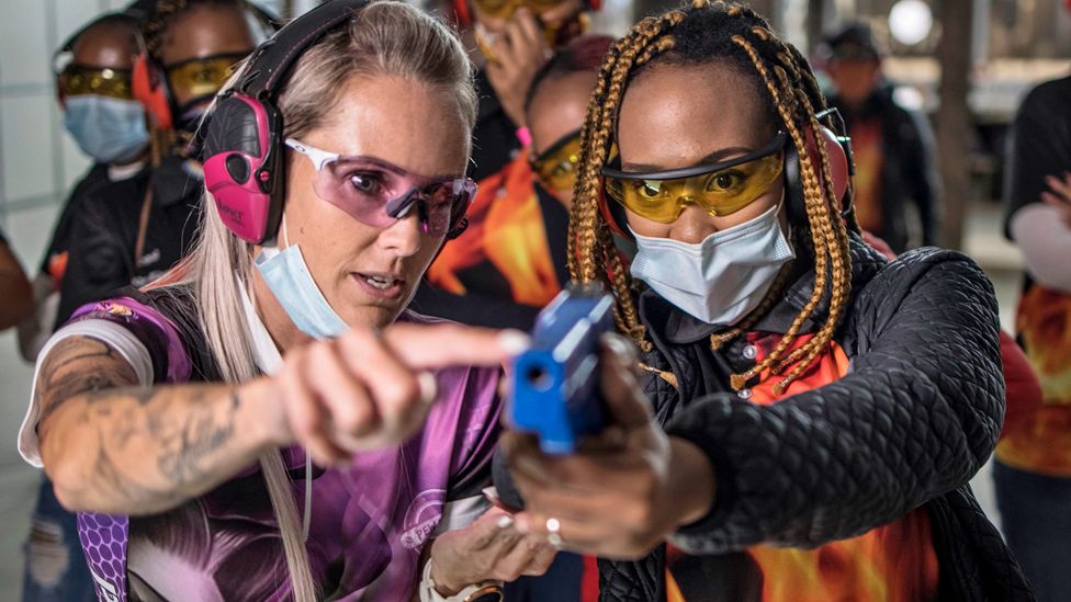 A gun instruction workshop for the group Girls on Fire - South African