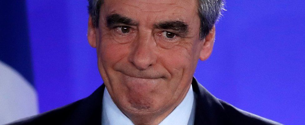 Francois Fillon, member of the Republicans political party and 2017 French presidential election candidate of the French centre-right, speaks after being defeated in the first round of the election, on 23 April 2017