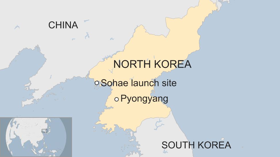 Map of North Korea and Sohae site