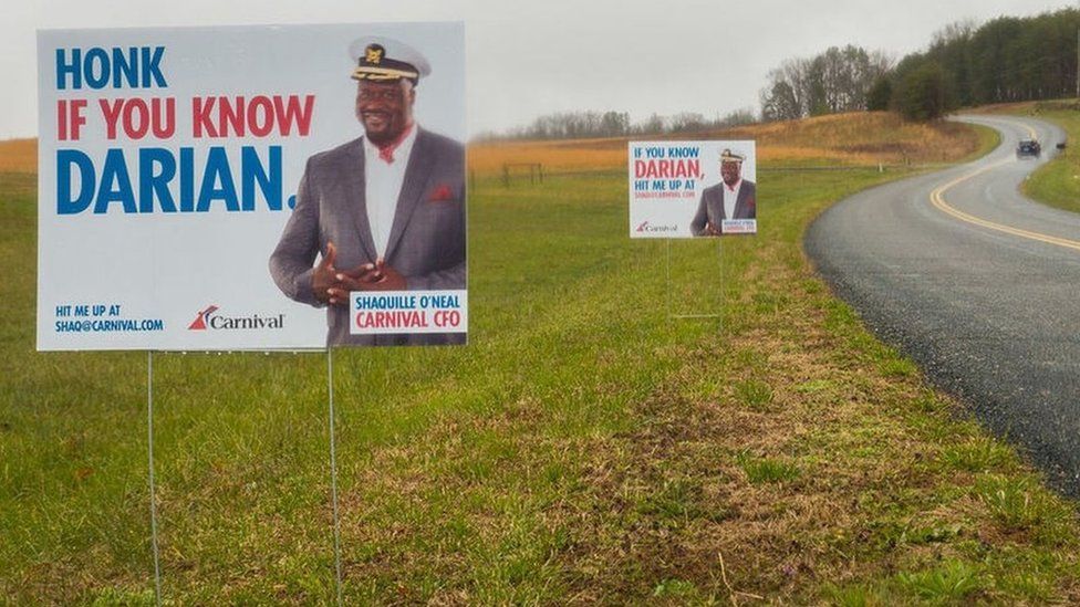 Carnival Cruise Line put up signs around Darian Lipscomb's town of Prospect