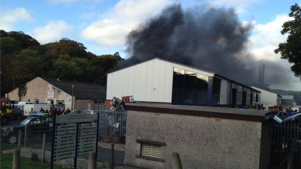 Firms evacuated after fire on Douglas industrial estate - BBC News