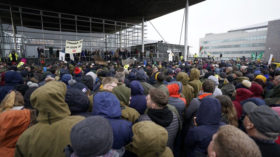 Farmers' protests in Cardiff Bay