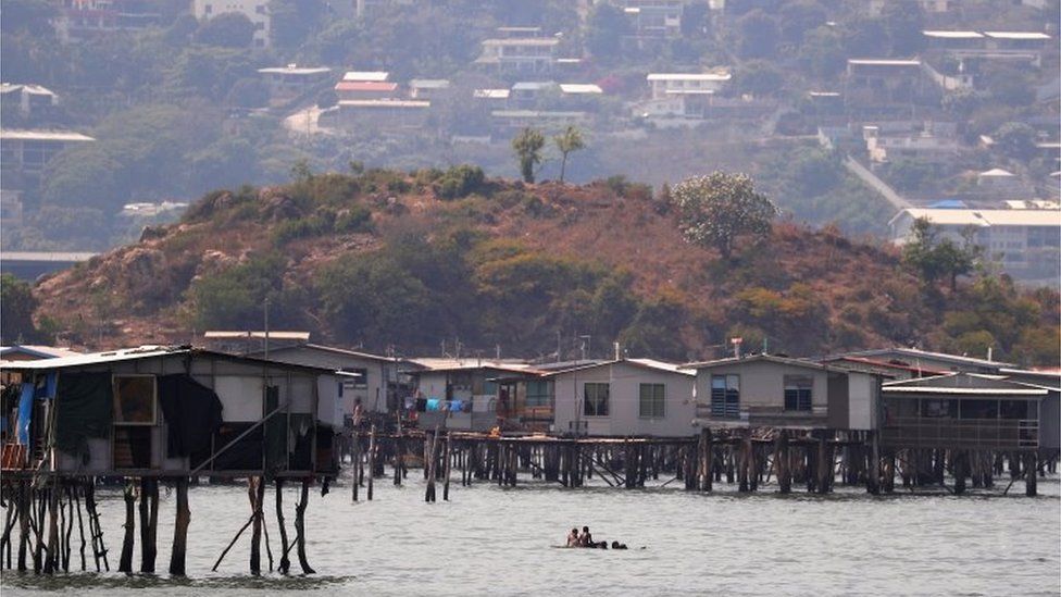 Stilt houses and apartment blocks in Port Moresby harbour