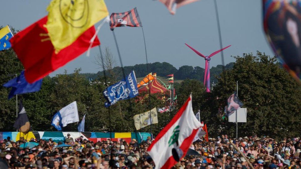 A ample  assemblage  astatine  Glastonbury Festival