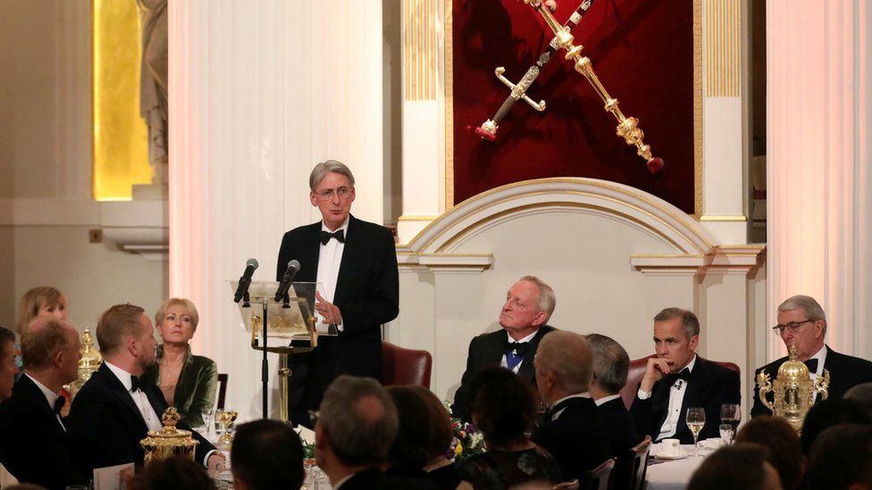 Chancellor of the Exchequer Philip Hammond delivers a speech at the annual Bankers and Merchants Dinner at Mansion House
