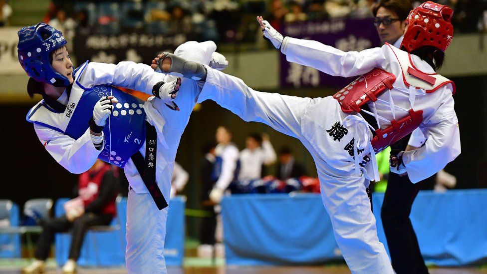A taekwondo fight