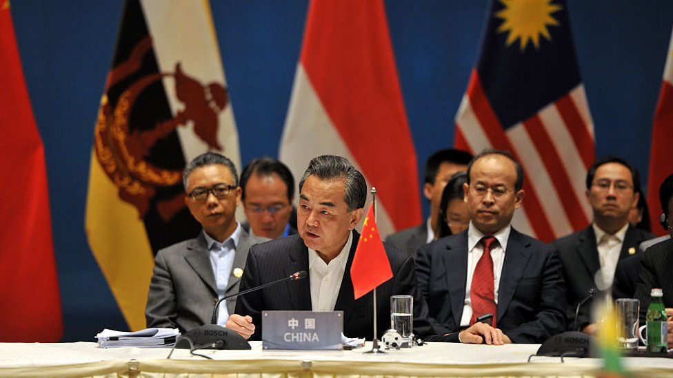 Chinese Foreign Minister Wang Yi (2nd L) and foreign ministers from ASEAN-member nations attend a special ASEAN-China foreign ministers' meeting in Yuxi