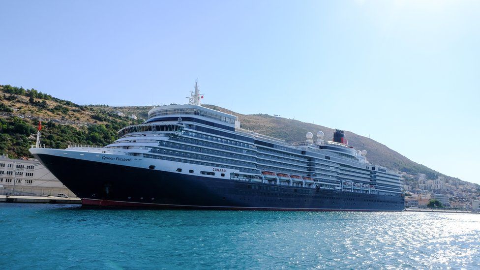 Cunard's Queen Elizabeth cruise ship in Dubrovnik in Croatia.