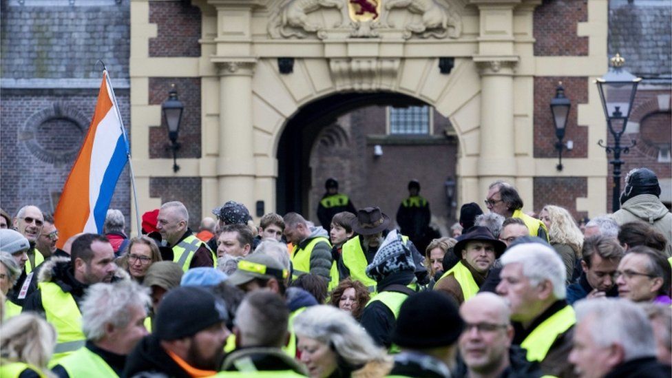 Yellow vest protesters in The Hague, the Netherlands
