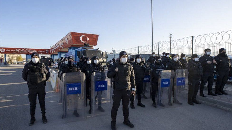 Police guarding Sincan prison complex, 26 Nov 20