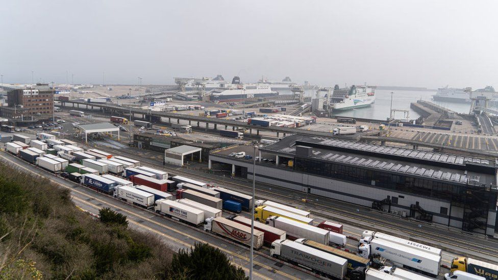 Lorry queues at Dover