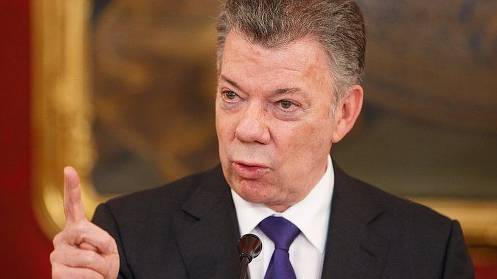 Colombia's President Santos in Vienna, Austria on 26 January 2018
