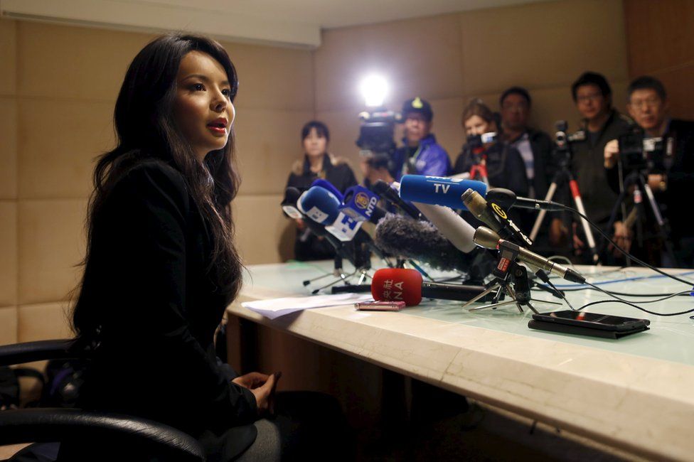 Miss World Canada Anastasia Lin speaks during a news conference in Hong Kong, China 27 November 2015