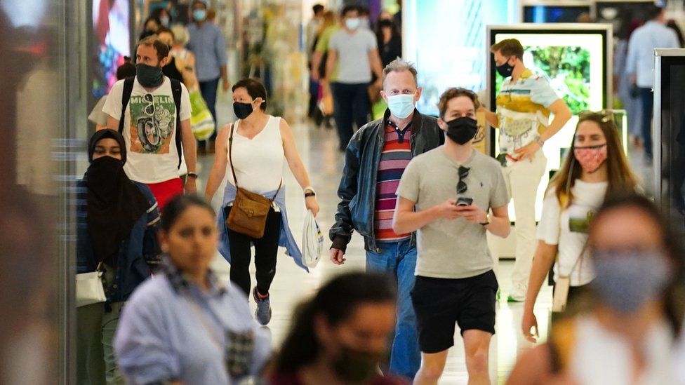 Shoppers in shopping centre