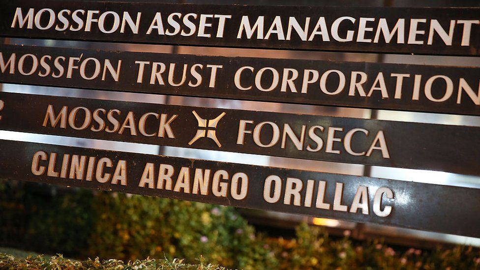 The sign in front of the building that houses the law firm Mossack Fonseca