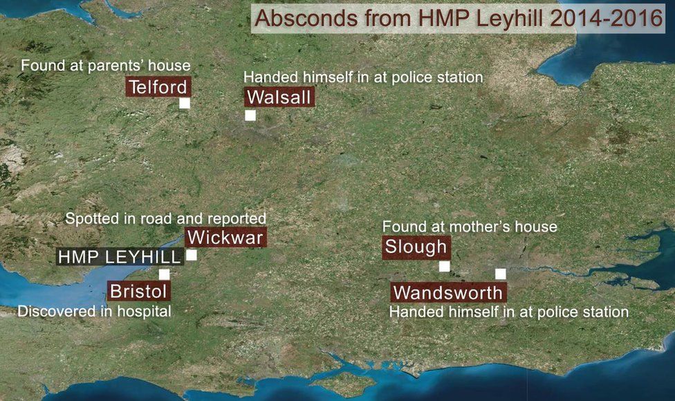 Where did absconders from HMP Leyhill