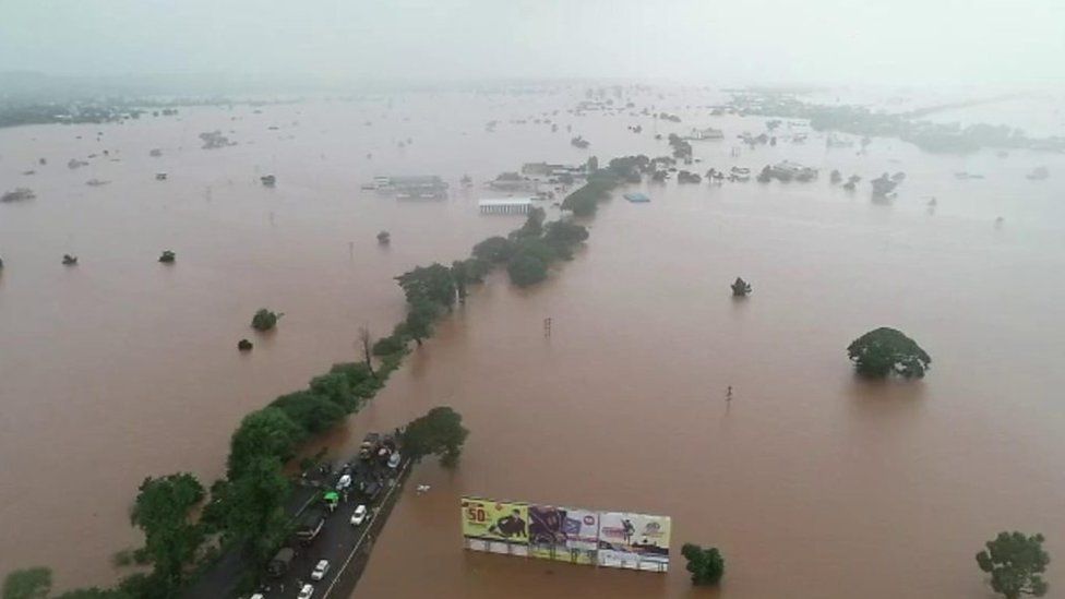 Aerial shot of flood-hit Indian states