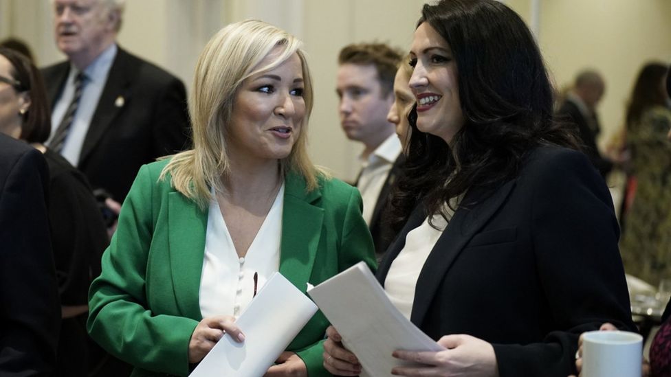 Michelle O'Neill and Emma Little-Pengelly attended the Northern Ireland Bureau breakfast at the Waldorf Astoria hotel in Washington on Thursday
