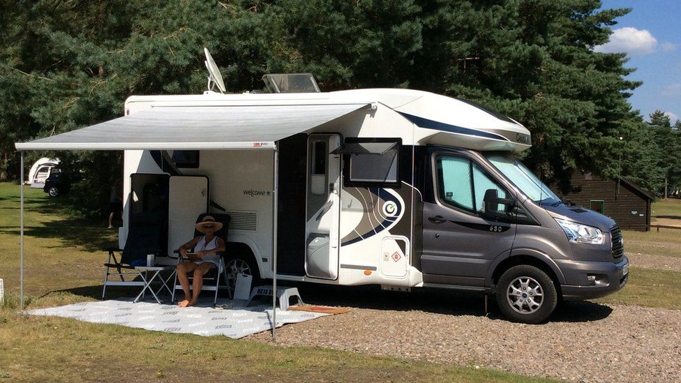 Peter's wife on holiday in their motorhome in Sandringham last year