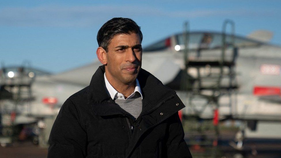 Prime Minister Rishi Sunak during his visit to RAF Coningsby in Linconshire
