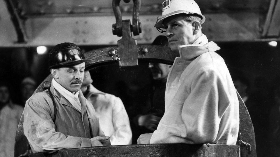 Prince Philip at Mosley Common Colliery, Greater Manchester