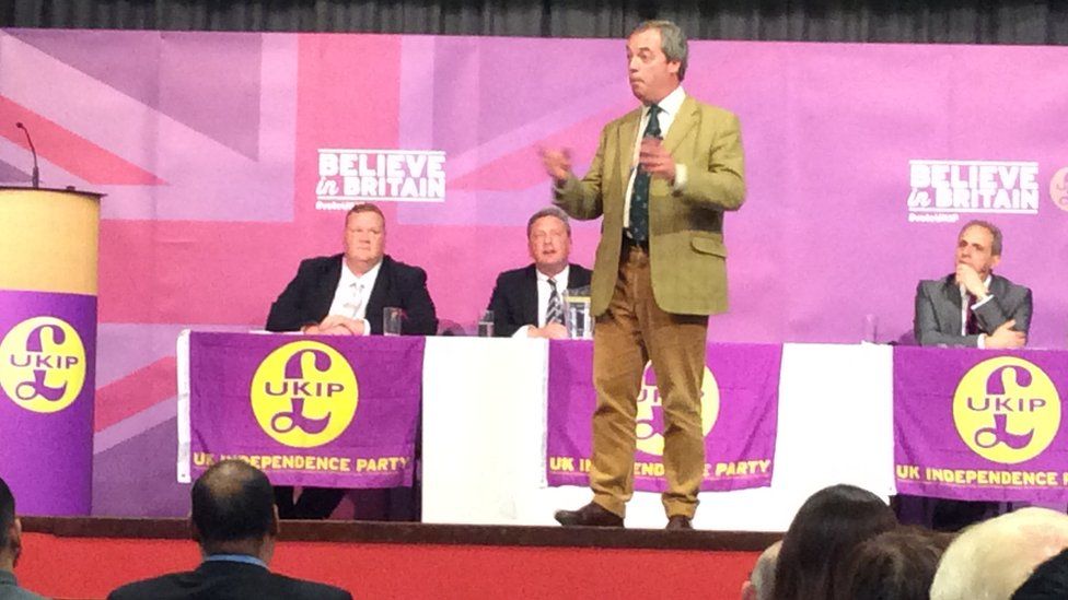 Nigel Farage with James Parkin (far left)