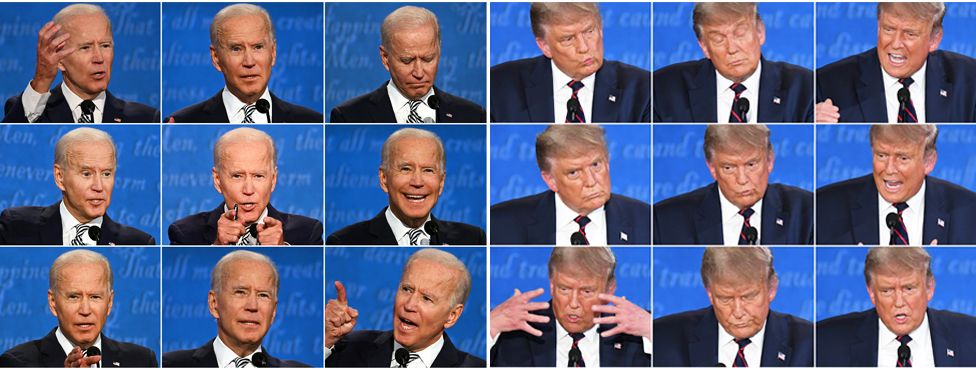 A composite image showing Joe Biden and Donald Trump during the first presidential debate - 29 September 2020