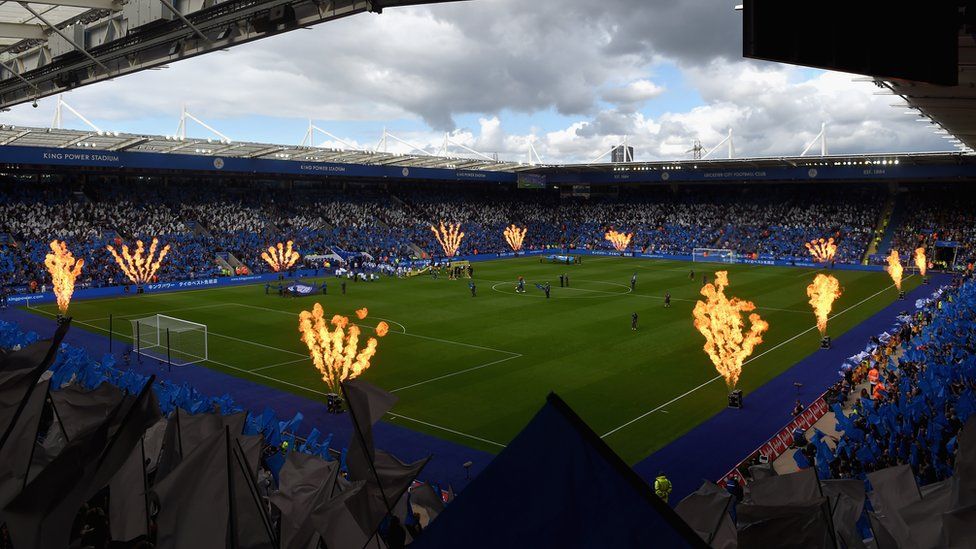 Inside the stadium between Leicester City and Brighton and Hove Albion