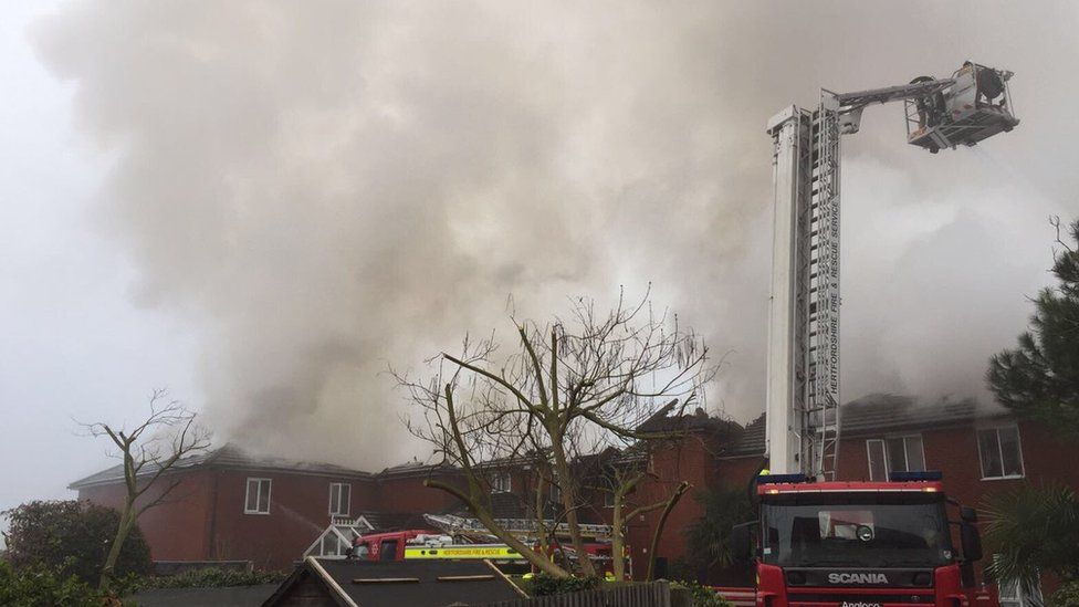 Firefighters tackling blaze at care home on Cadmore Lane, Cheshunt.